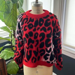 Red Pink Leopard Sweater - size 8